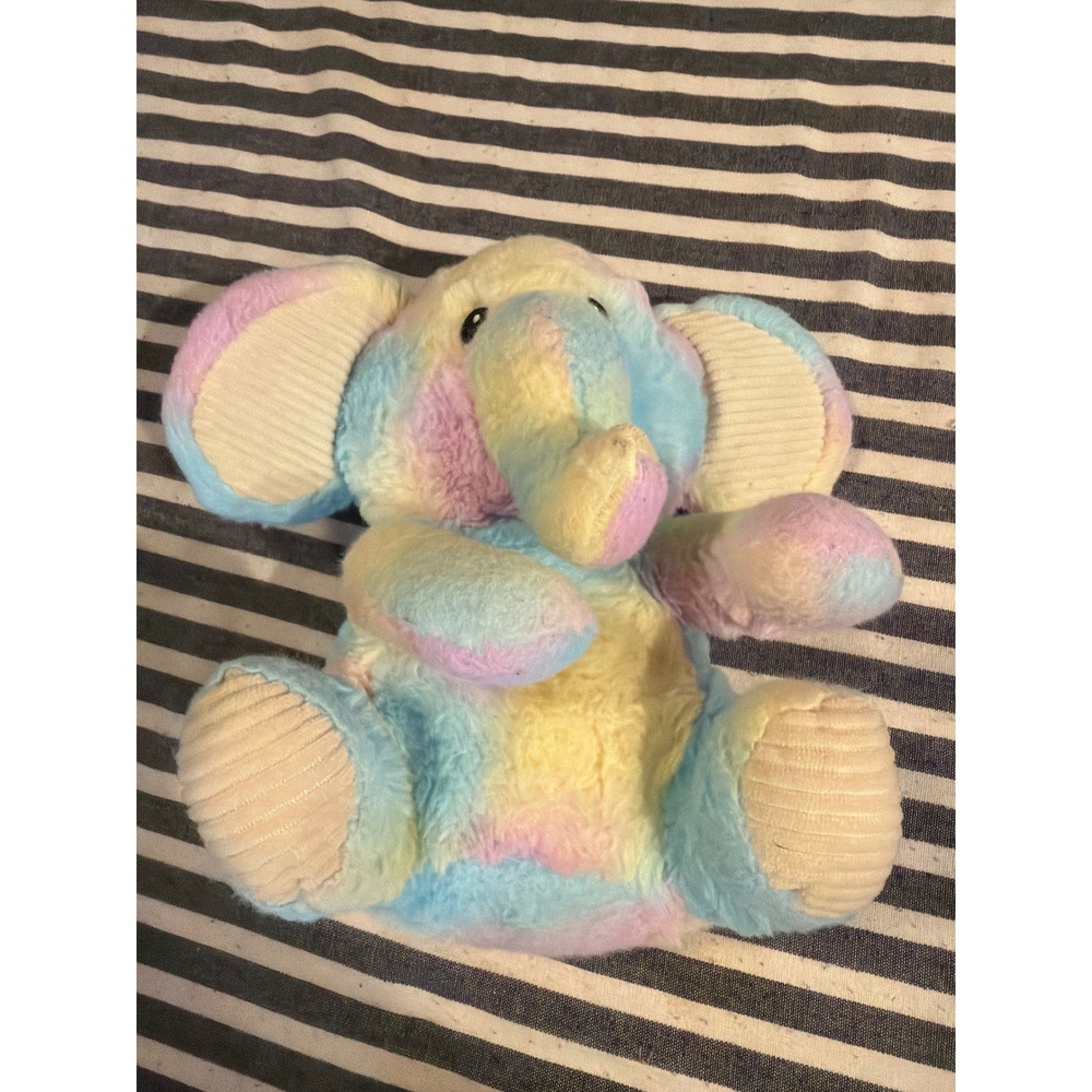 Spark Create Imagine Elephant Plush Pastel Tie Dye Blue Yellow Pink Stuffed Toy